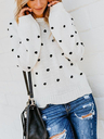 Pom-Pom Trim Polka Dots Pullover Sweater