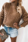 Pure Color Turtleneck Knitted Casual Sweater