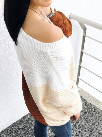 Color Matching Loose Knit Sweater