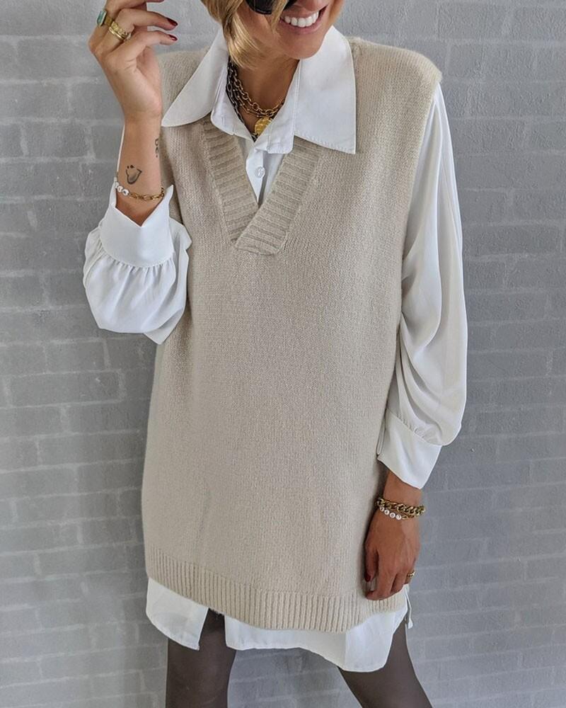 Sleeveless Casual Vest Sweater