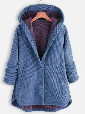 Hooded Long Sleeve Pockets Cotton-Blend Outwear