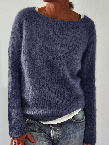 Solid Knitted Sweaters Plus Size Pullovers Jumpers