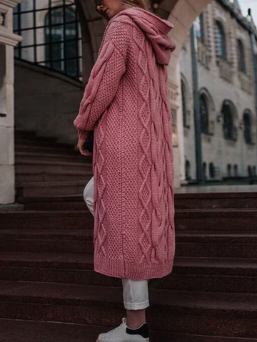 Women Long Cardigan Twist Knit