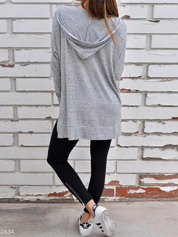 Zipped Cotton Hoodie Long Sleeve Coats