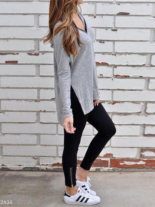 Zipped Cotton Hoodie Long Sleeve Coats