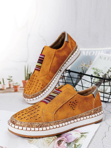 Women Breathable Hollow Slip On Walking Casual Flat Loafers