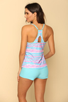 Colorful Stripe Print Cute Tankini Set