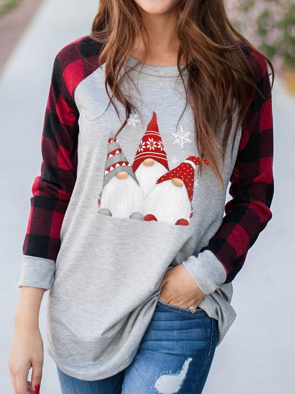 Women's Scandinavian Christmas Gnome Print Casual Top