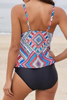 Geometric Print Wide Strap Tankini Set