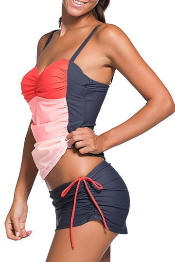 Plus Size Patchwork Sport Tankini Set