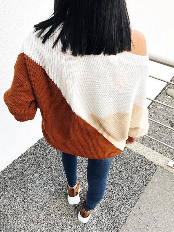 Color Matching Loose Knit Sweater