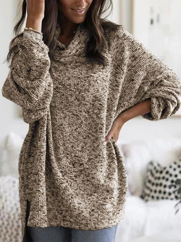 Gray Casual Plain Hoodie Sweater