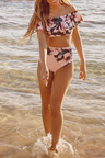 SHOULDER RUFFLE FLORAL SWIM BIKINI