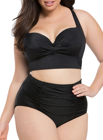 Plus Size High Waisted Retro 2pcs Bikini Set