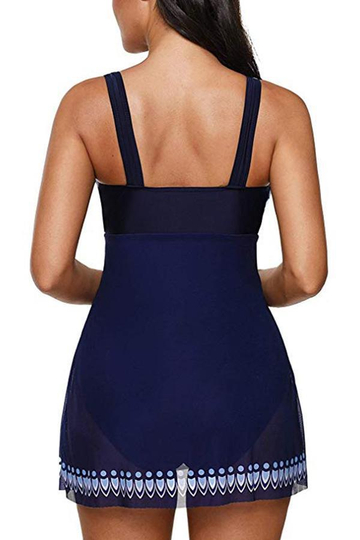 Mesh Tummy Control One Piece Swim Dress