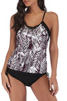 Plus Size Printed Drawstring Side Tankini Set