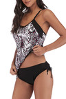 Plus Size Printed Drawstring Side Tankini Set