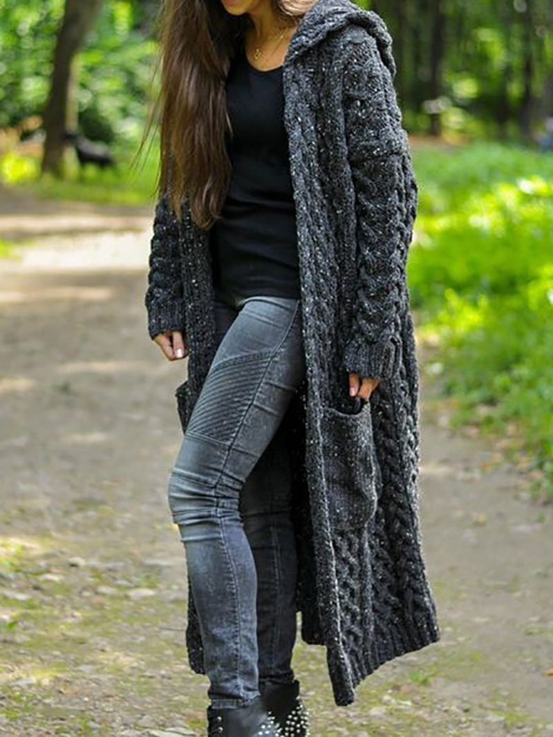 Cardigan chunky oversized style Long Coat topsky computer desk