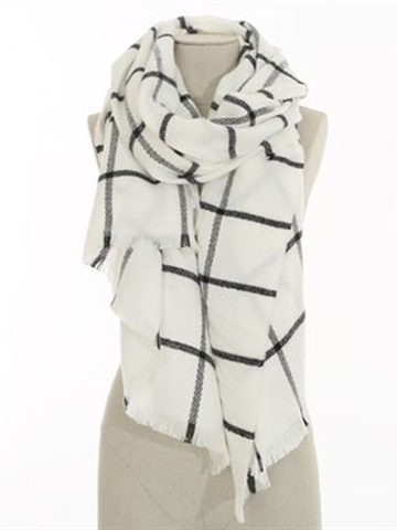 Large black and white checkered Blanket Scarf, Gift For Her,Christmas Gifts