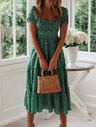 Roslady Dot Printed Midi A Line Dress
