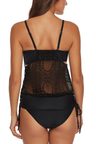 Black Lace Panel Tankini  Swinwear