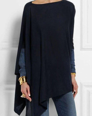 Round neck stitching irregular Cape