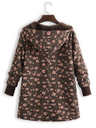 Floral Printed Hooded Long Sleeve Fleece Coat