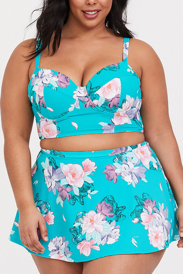 Aqua Floral Underwire Bikini Set