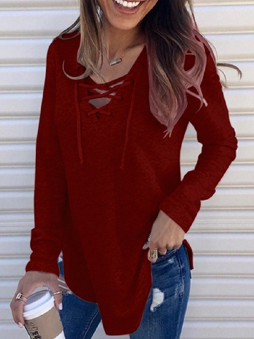 Autumn/winterNew Style Solid Color V-neck Strapped Loose Top