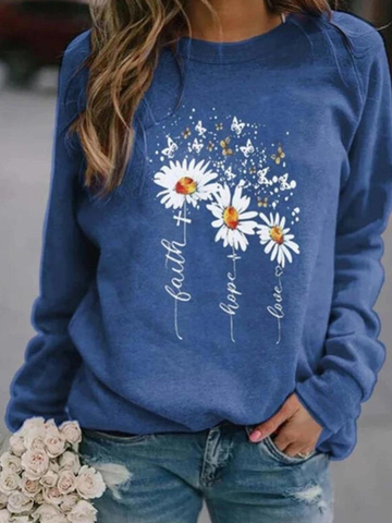 Long Sleeve Round Neck Printed Casual Sweater