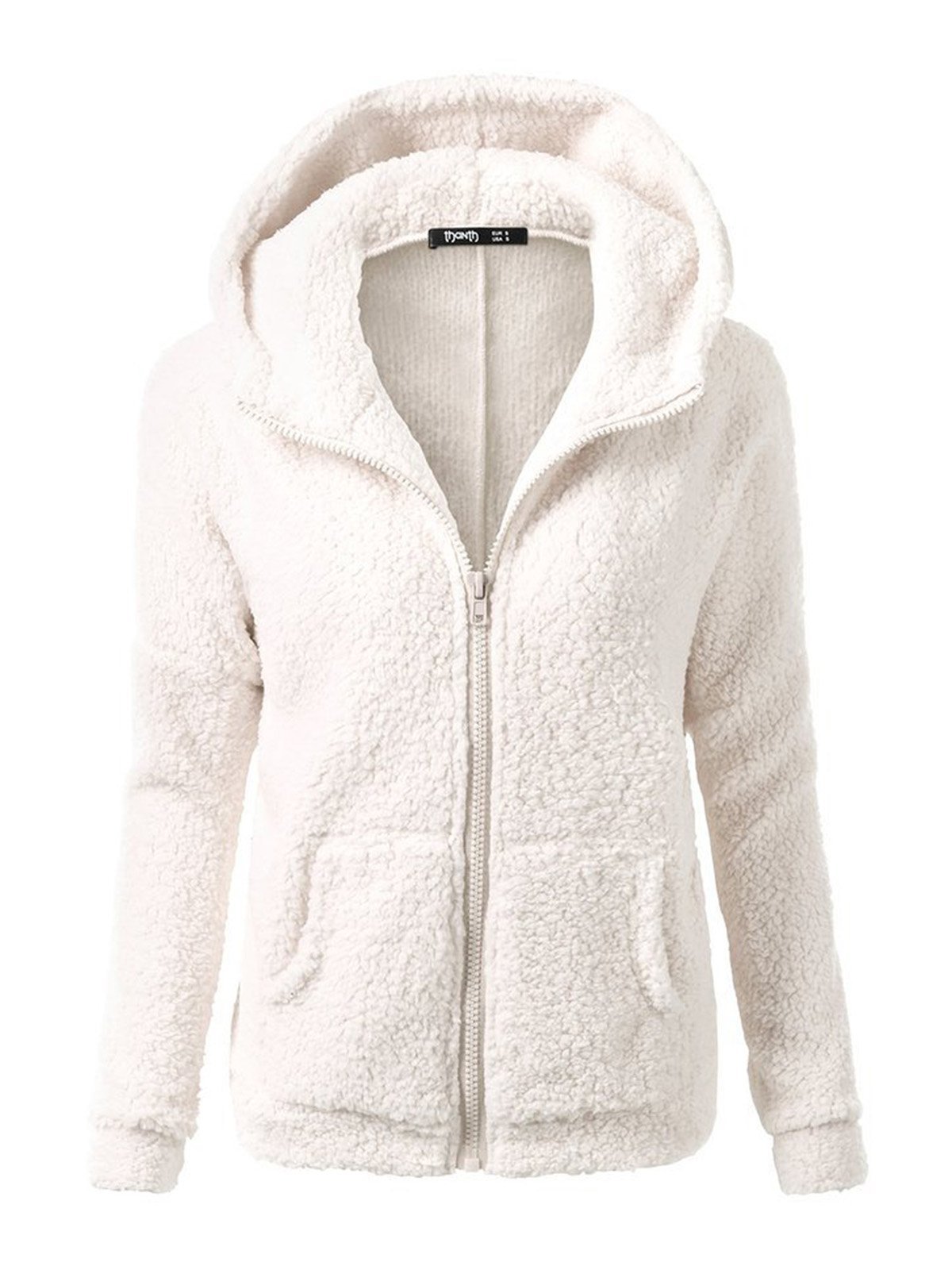 Casual Fleece Zipper Solid Hooded Coats
