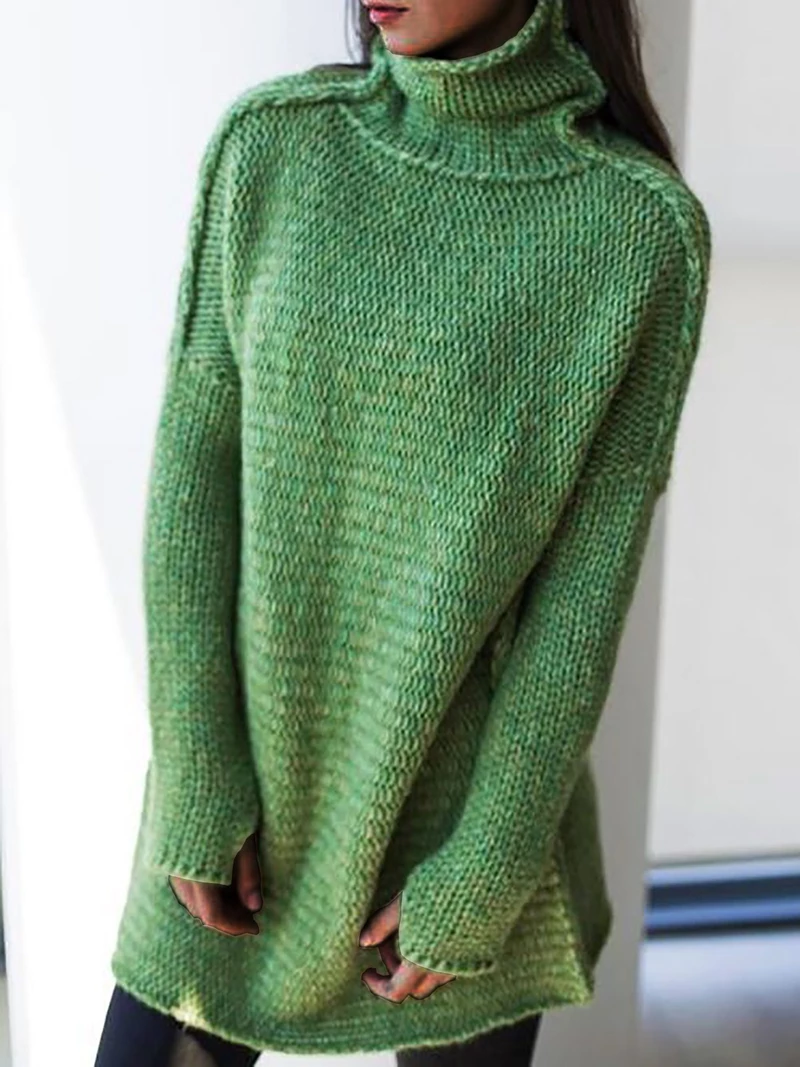 TURTLENECK KNITTED LONG SLEEVE SWEATERS PLUS SIZE PULLOVERS JUMPERS