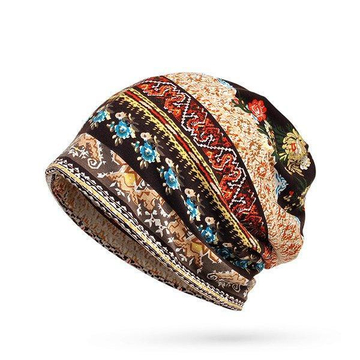 Retro Tribal Printed Fleece Dual Use Scarf Beanie Hat