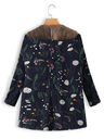 Floral Print Hooded Long Sleeve Pockets Vintage Coat