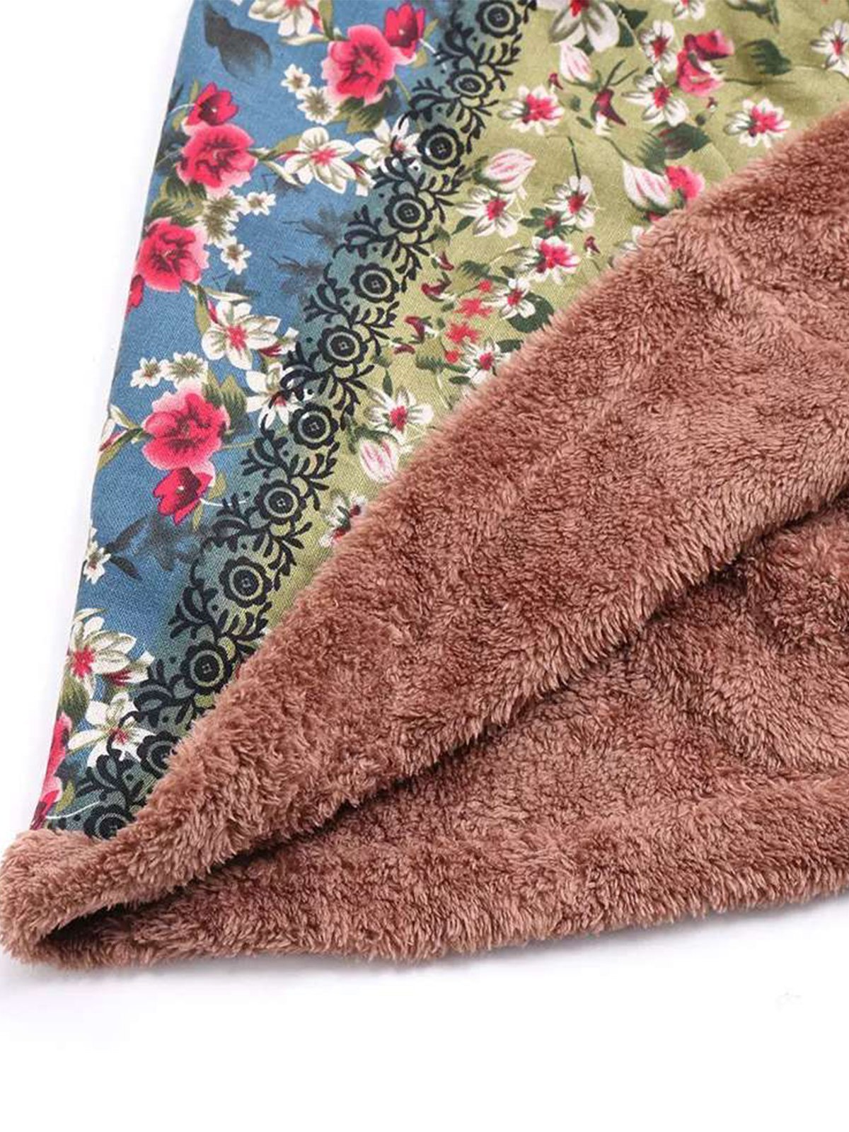 Cute Floral Printed Hoodie Cape Sleeve Cloak Coat