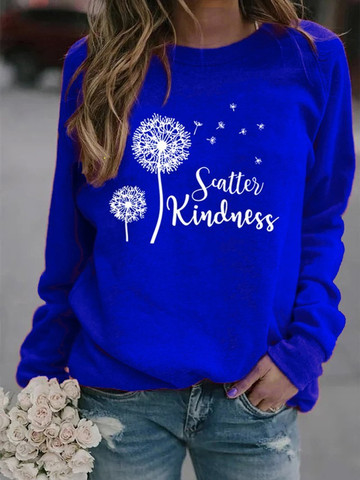 Dandelion Print Crew Neck Sweatshir