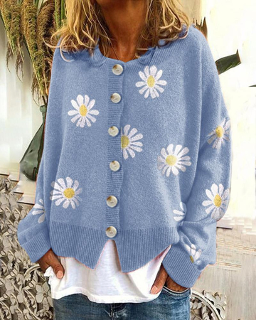 Sweet Daisy Printed Button Cardigan