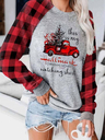 Christmas Plaid Women's Color Block Print Long Sleeve Top