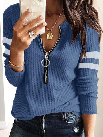 ROYAL BLUE CASUAL SHIFT LONG SLEEVE SWEATER