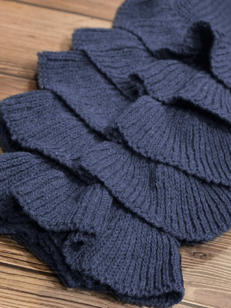 Autumn Fashion Petal Sleeve Casual Solid Color Knitted Sweater