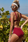 Red Pom Pom Décor High Waist Bikini