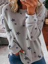 Fall Star Print Patchwork Fashion Long Sleeve Tops