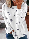 Fall Star Print Patchwork Fashion Long Sleeve Tops