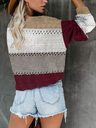 New Autumn/Winter New Loose Color Matching Striped V-neck Sweater