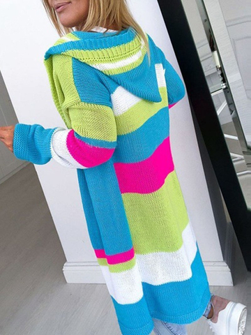 Fashion Patchwork Sweater Casual Cardigan Warm Jacket Clashing Sweater