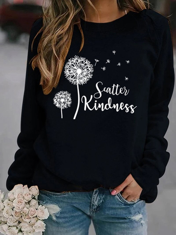 Dandelion Print Crew Neck Sweatshir