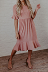 Ruffle Empire Waist Long Dress