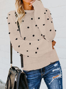 Pom-Pom Trim Polka Dots Pullover Sweater