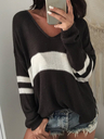 Contrast Color V-neck Long Sleeve Casual Sweater