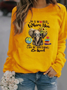 Fashion Women's    Sunflower Print Hoodless Sweater  Plus Size